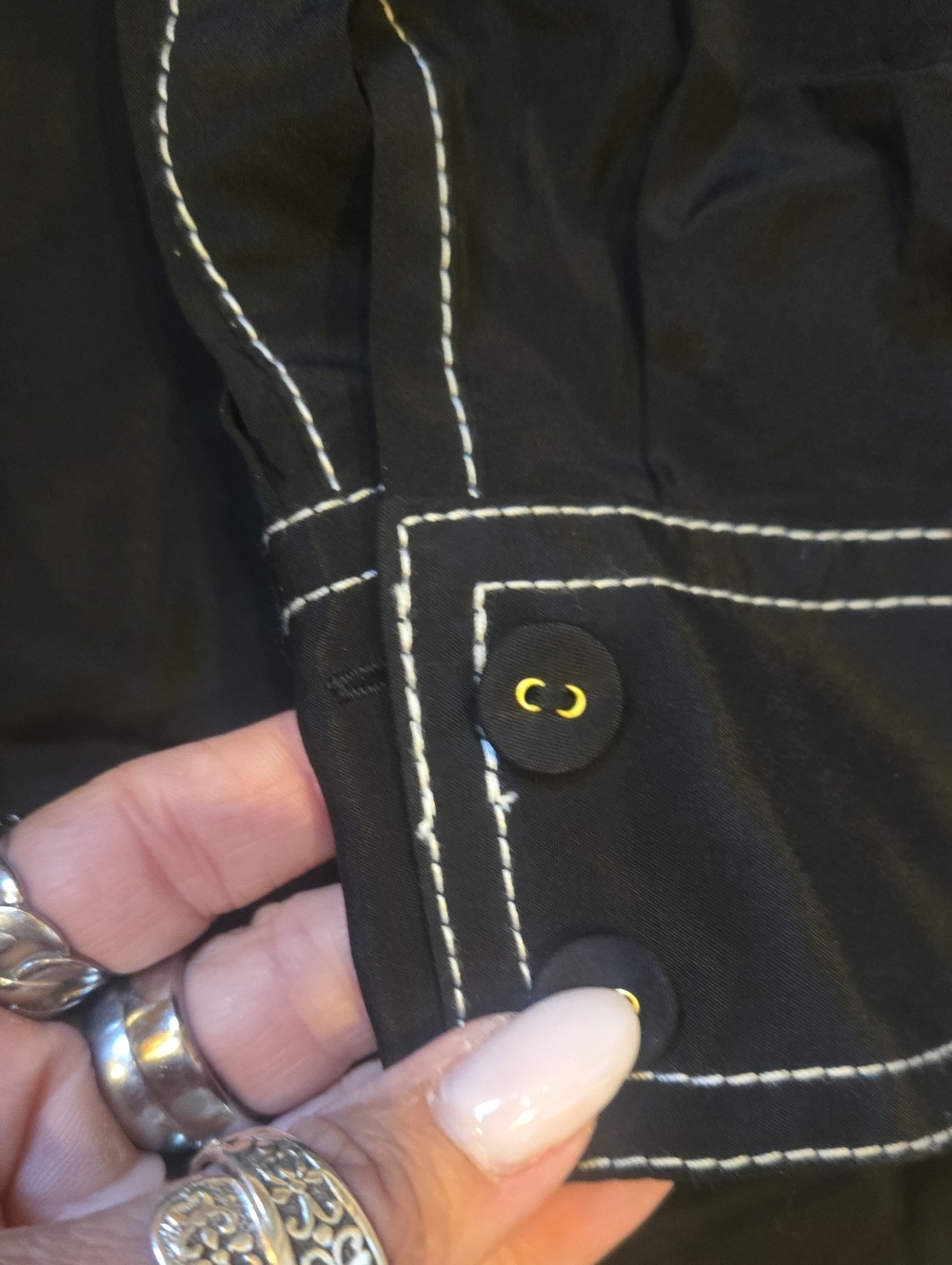 Zimmerman Silk Blend Black Half Button High Neck Western Vibe Blouse - Picture 7 of 10